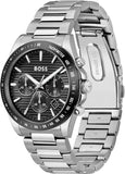 Hugo Boss Strike Chronograph Black Dial Silver Steel Strap Watch for Men - 1514290