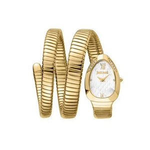 Just Cavalli Serpente Metallica White Dial Gold Steel Strap Watch for Women - JC1L224M0035