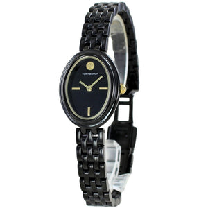 Tory Burch Oval Black Dial Black Steel Strap Watch for Women - TBW6035
