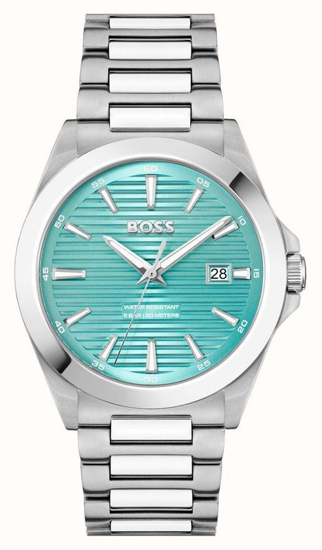 Hugo Boss Strike Turquoise Blue Dial Silver Steel Strap Watch for Men - 1514171