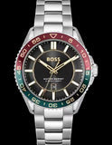 Hugo Boss Runner 3H Black Dial Silver Steel Strap Watch for Men - 1514210