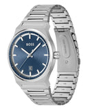 Hugo Boss Candor Blue Dial Silver Steel Strap Watch for Men - 1514076