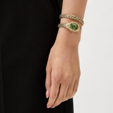 Just Cavalli Twined Green Dial Gold Steel Strap Watch for Women - JC1L305M0035