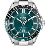 Hugo Boss Runner 3H Green Dial Silver Steel Strap Watch for Men - 1514208