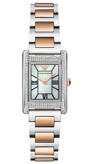 Emporio Armani Genni Mother of Pearl Dial Two Tone Steel Strap Watch for Women - AR11626
