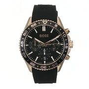 Hugo Boss Runner Chronograph Black Dial Black Silicone Strap Watch for Men - 1514168