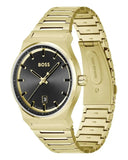 Hugo Boss Candor Black Dial Gold Steel Strap Watch for Men - 1514077