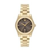 Emporio Armani Federica Brown Dial Gold Steel Strap Watch for Women - AR11700