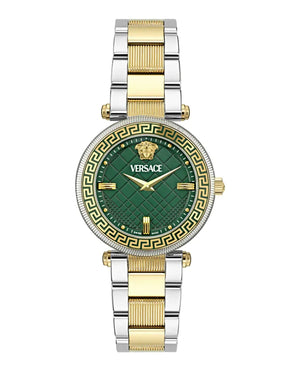 Versace Reve Analog Green Dial Two Tone Steel Strap Watch for Women - VE8B00524
