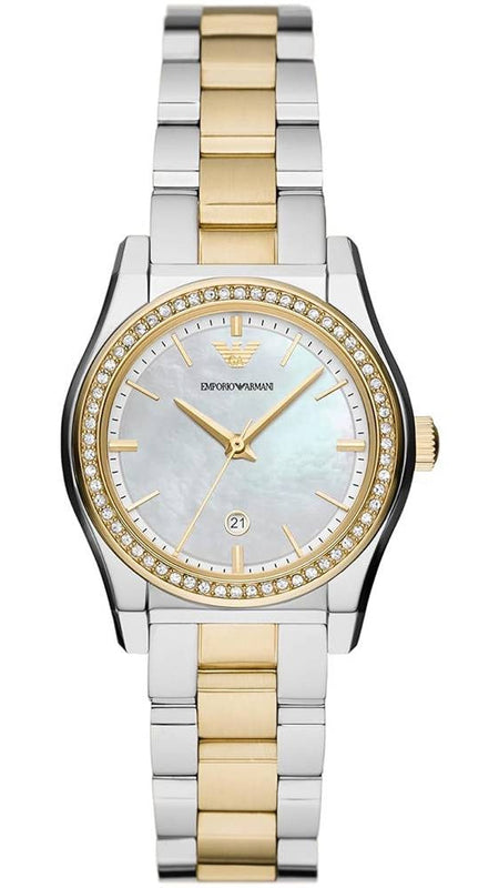 Emporio Armani Federica Mother of Pearl Dial Two Tone Steel Strap Watch for Women - AR11559