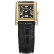 Emporio Armani Gino Black Dial Black Leather Strap Watch for Men - AR11666