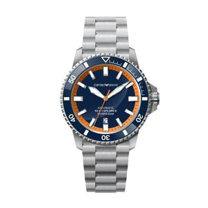 Emporio Armani Sea Explorer Blue Dial Silver Steel Strap Watch for Men - AR60090