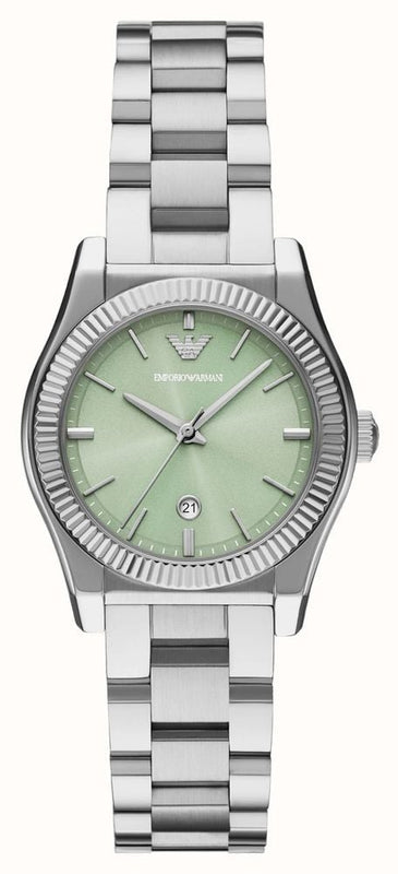 Emporio Armani Federica Mint Green Dial Silver Steel Strap Watch for Women - AR11656