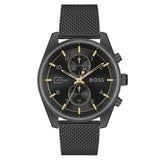 Hugo Boss Skytraveller Chronograph Black Dial Black Mesh Strap Watch for Men - 1514150
