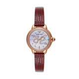 Emporio Armani Mia Mother of Pearl Dial Red Leather Strap Watch for Women - AR11646