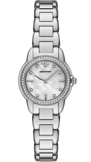 Emporio Armani Mia Mother of Pearl Dial Silver Steel Strap Watch for Women - AR11669