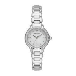 Emporio Armani Mia Mother of Pearl Dial Silver Steel Strap Watch for Women - AR11596