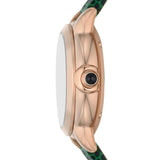 Emporio Armani Mia Meccanico Mother of Pearl Dial Green Leather Strap Watch for Women - AR60073