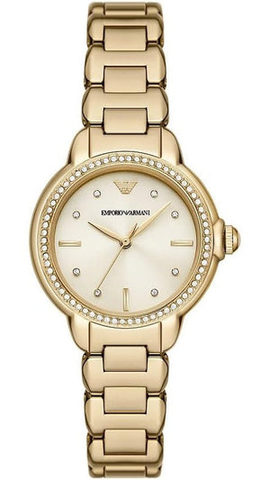 Emporio Armani Mia Crystals Gold Dial Gold Steel Strap Watch for Women - AR11609