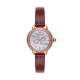 Emporio Armani Mia Mother of Pearl Dial Red Leather Strap Watch for Women - AR11646