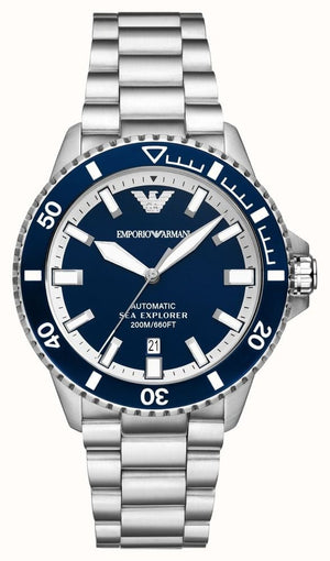 Emporio Armani cBlue Dial Silver Steel Strap Watch for Men - AR60079