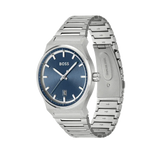 Hugo Boss Candor Blue Dial Silver Steel Strap Watch for Men - 1514076