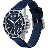 Emporio Armani World Explorer Chronograph Blue Dial Blue Nylon Strap Watch for Men - AR11588