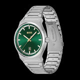 Hugo Boss Candor Green Dial Silver Steel Strap Watch for Men - 1514079