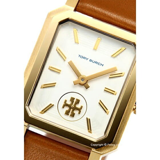 Tory Burch Robinson White Dial Brown Leather Strap Watch for Women - T