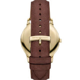 Emporio Armani Minimalist Quartz Gold Dial Brown Leather Strap Watch for Men - AR11610