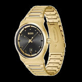 Hugo Boss Candor Black Dial Gold Steel Strap Watch for Men - 1514077