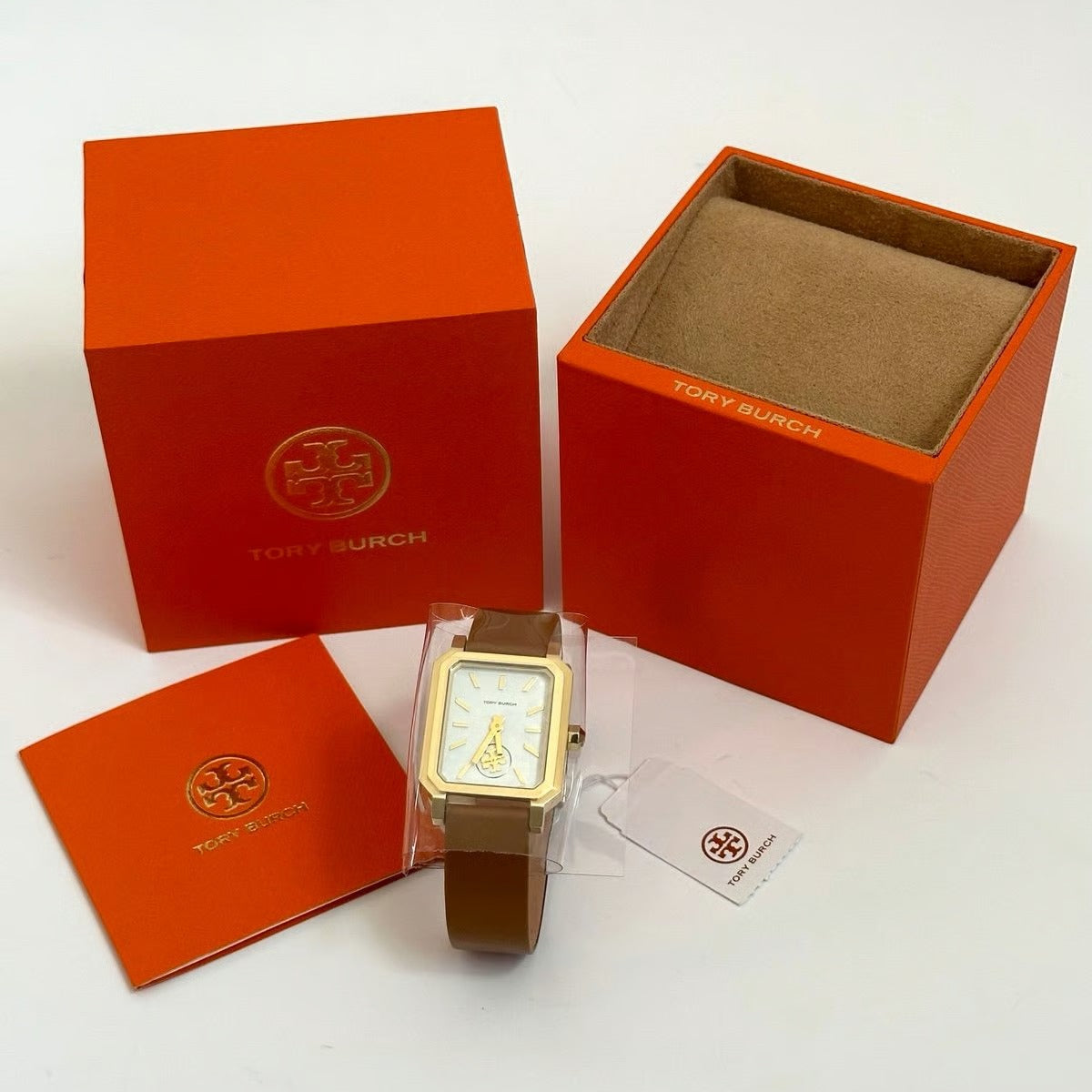 Tory Burch Robinson White Dial Brown Leather Strap Watch for Women - T