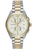 Emporio Armani Elegant Chronograph Cream Dial Two Tone Steel Strap Watch for Men - AR11605