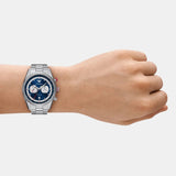 Emporio Armani Racer Chronograph Blue Dial Silver Steel Strap Watch for Men - AR11676