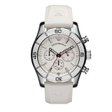 Emporio Armani Sportivo Chronograph White Dial White Rubber Strap Watch for Men - AR5947