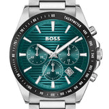 Hugo Boss Strike Chronograph Green Dial Silver Steel Strap Watch for Men - 1514241