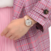 Emporio Armani Modern Silver Dial Pink Leather Strap Watch for Women - AR11160