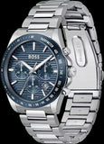 Hugo Boss Strike Chronograph Blue Dial Silver Steel Strap Watch for Men - 1514240