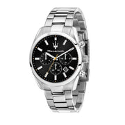 Maserati Attrazione Chronograph Black Dial Silver Steel Strap Watch for Men - R8853151010