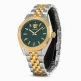 Versace V-Code Analog Green Dial Two Tone Steel Strap Watch for Women - VE8I00424