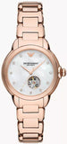 Emporio Armani Mia Meccanico Mother of Pearl Dial Rose Gold Steel Strap Watch for Women - AR60072