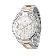 Maserati Tradizione Chronograph White Dial Two Tone Steel Strap Watch for Men - R8873646002