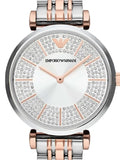 Emporio Armani Gianni T Bar Silver Dial Two Tone Steel Strap Watch for Women - AR11537