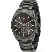 Maserati Attrazione Chronograph Black Dial Black Steel Strap Watch for Men - R8853151001