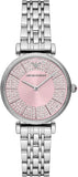 Emporio Armani Gianni T-Bar Pink Dial Silver Steel Strap Watch for Women - AR11686