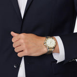 Emporio Armani World Explorer Chronograph Cream Dial Two Tone Steel Strap Watch for Men - AR11606