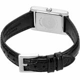Emporio Armani Two Hand Crystals Silver Dial Black Leather Strap Watch for Women - AR11623