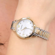Emporio Armani Cleo Three Hand Mother of Pearl Dial Two Tone Steel Strap Watch for Women - AR11513