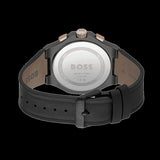 Hugo Boss Taper Chronograph Black Dial Black Leather Strap Watch for Men - 1514089