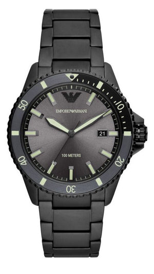 Emporio Armani World Explorer Black Dial Black Steel Strap Watch for Men - AR11398